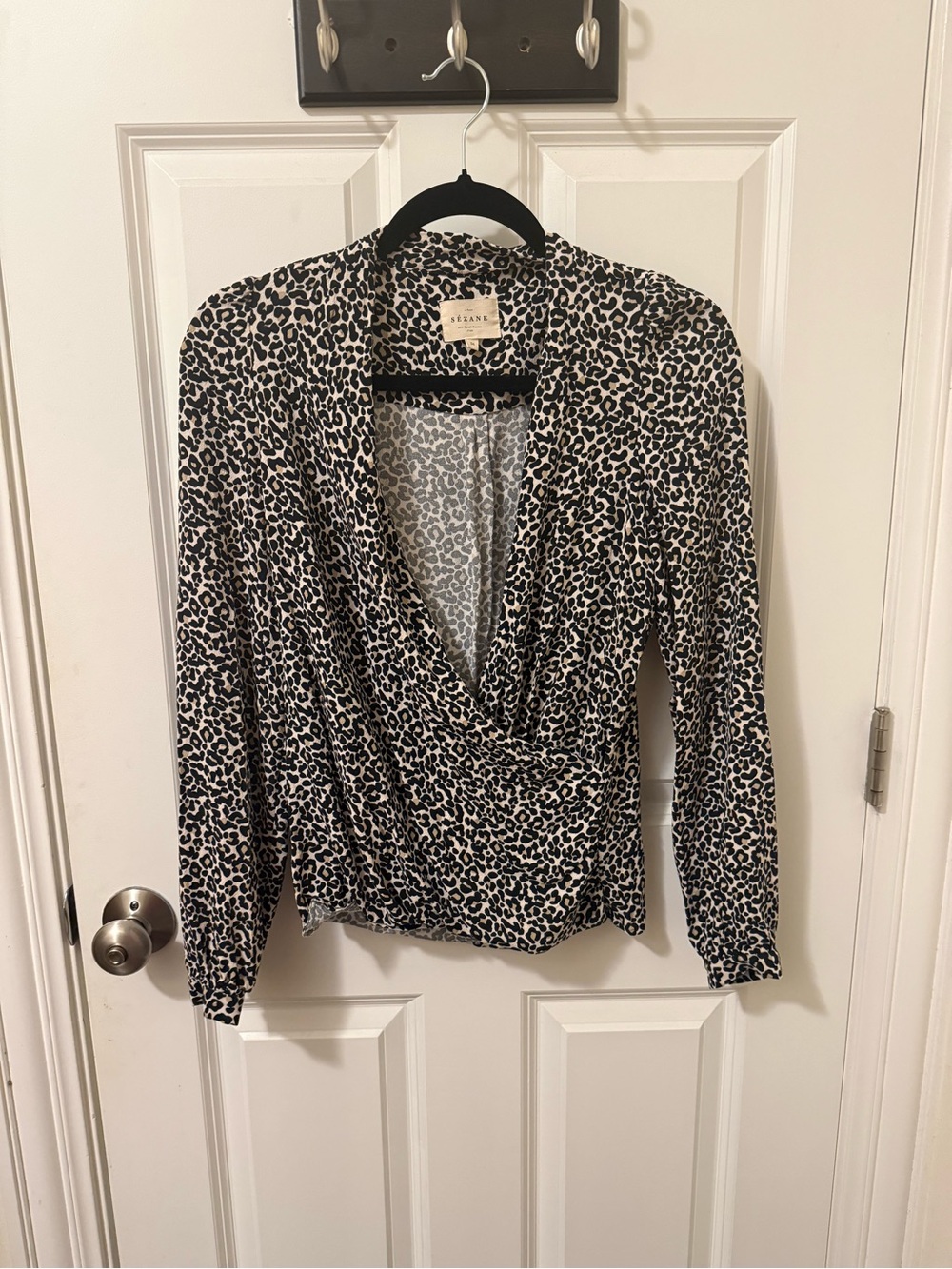 Sézane Abelia Blouse Leopard-Print Wrap Blouse-Great condition, only worn once!